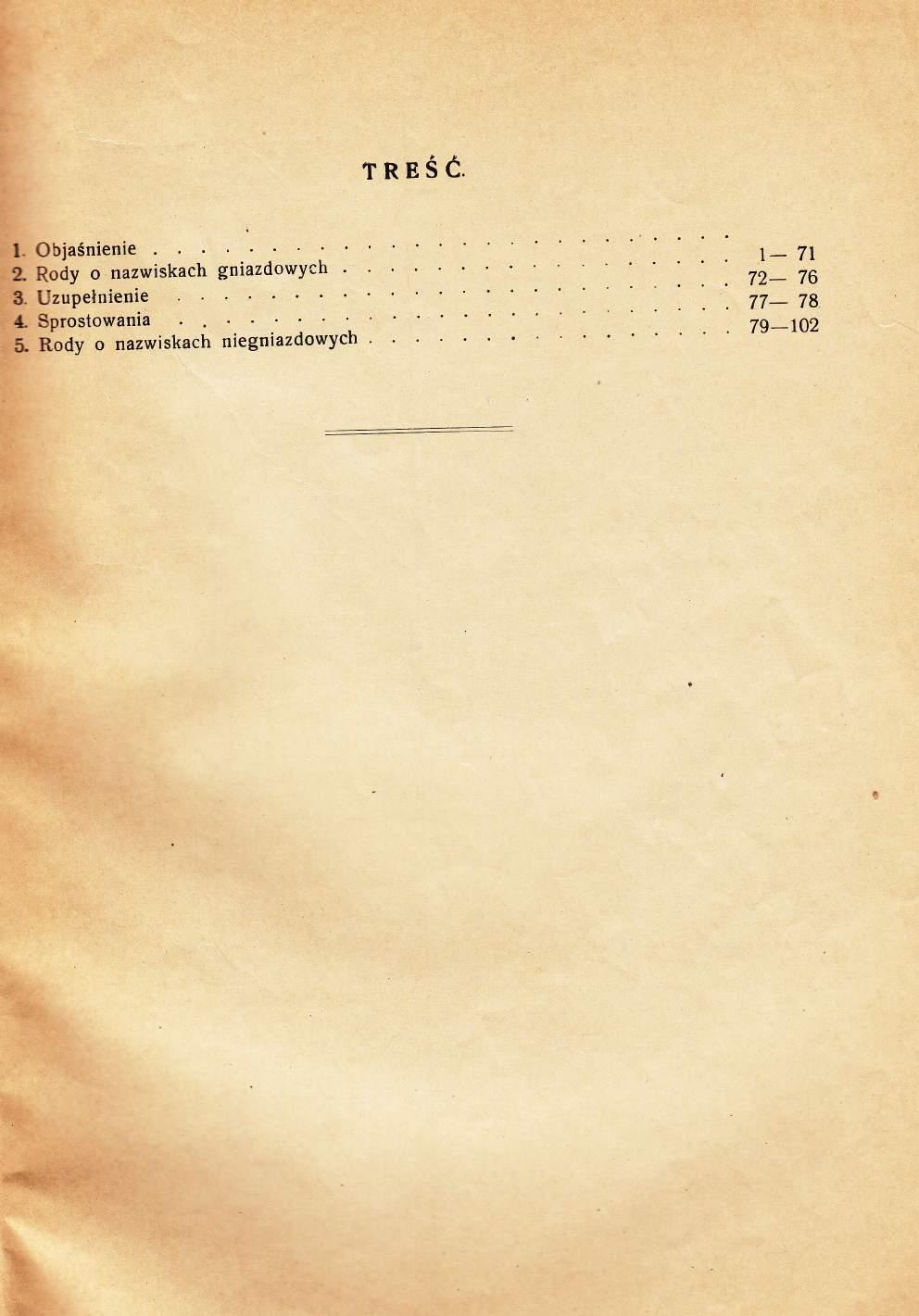 TRESC. Rody o nazwiskach gniazdowych Uzupelnienie.