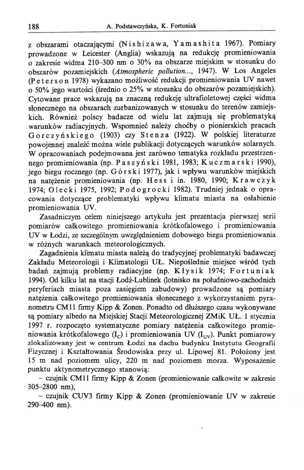 188 A. Podstawczyńska,K. Fortuniak z obszarami otaczającymi (N i s h i z a w a, Yam a s h i t a 1967).