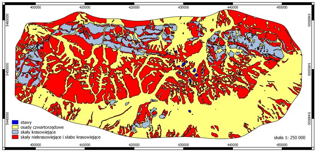 Fig. 2. Mapa wychodni skał krasowiejących Tatr na podstawie Nemcok et al. (1995) według Szczygieł et al.