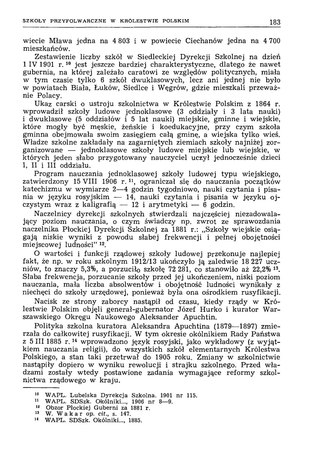 S Z K O Ł Y P R Z Y F O L W A R C Z N E W K R Ó L E S T W IE P O L S K IM 183 wiecie Mława jedna na 4 803 i w powiecie Ciechanów jedna na 4 700 mieszkańców.