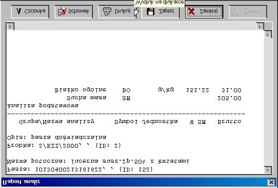 Analizy dotyczące danej próbki mogą być przeglądane opcją <Raport> dostępną na