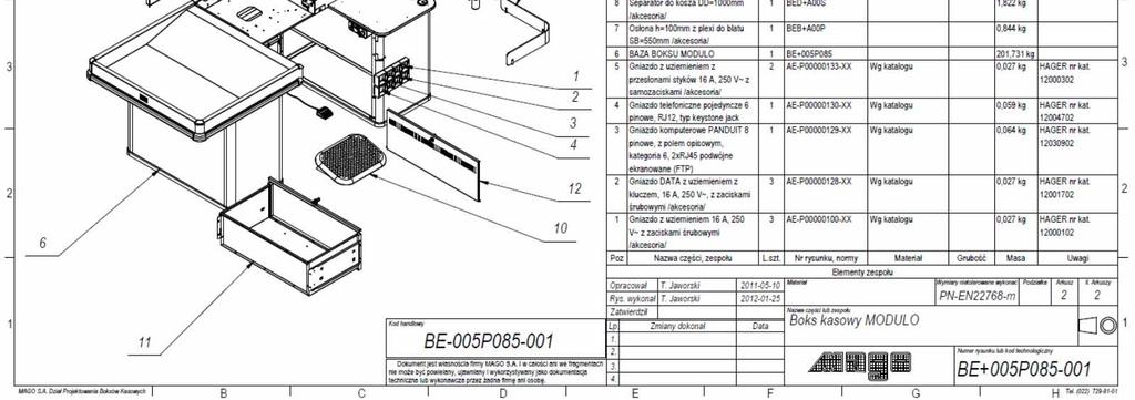 Boksy BAZA BOKSU + AKCESORIA Boksy kasowe Systemu umożliwiają swobodne kształtowanie stanowiska pracy kasjera i dopasowanie do indywidualnych potrzeb.