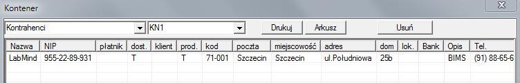 Kontener Kontener służy do zbierania danych z okna, np. podczas wyszukiwania. Na każdej liście wystarczy ustawić kursor na pozycj i i nacisnąć [Space], żeby dane zostały zapisane do kontenera.
