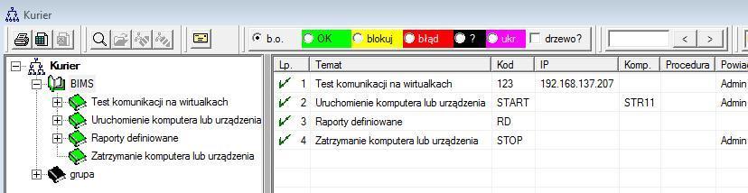 Kurier Powiadamianie o zdarzeniach. BBMS to system zdarzeń. Każda czynność, pomiar,. to zdarzenie, które kończy się albo sukcesem, albo porażką, albo po prostu trwa.
