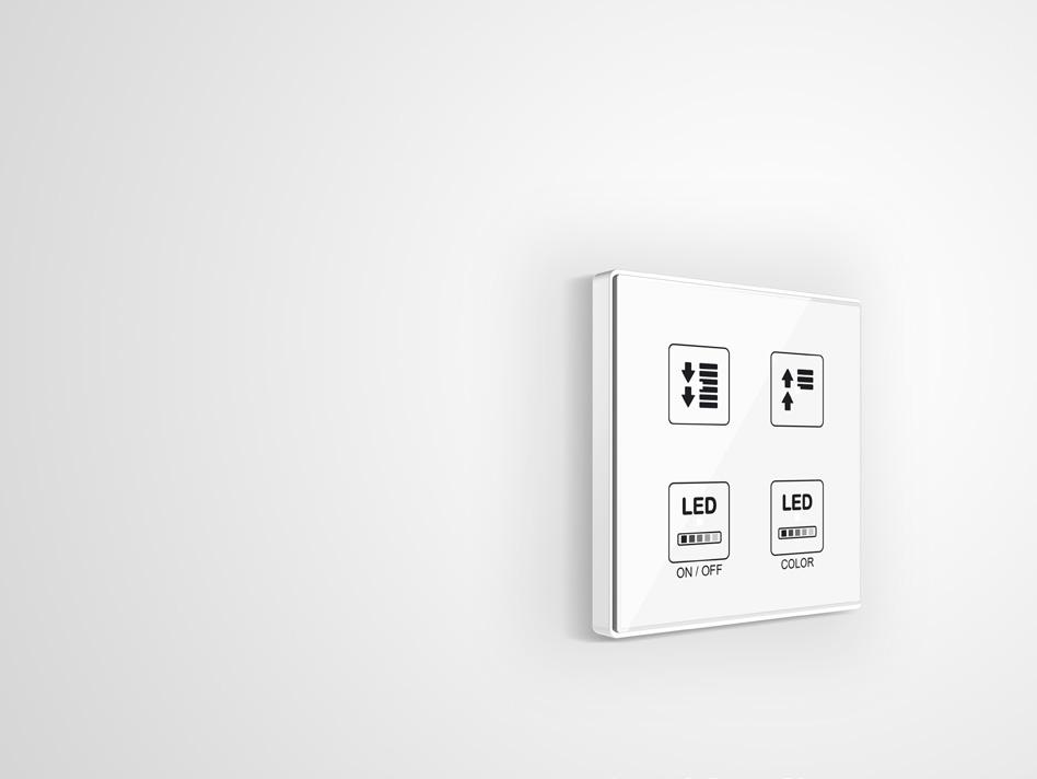 Square TMD. Indywidualizowany Square TMD przełącznikiem KNX wyposażonym w 1, 2, 4 lub 6 przycisków wielofunkcyjnych.
