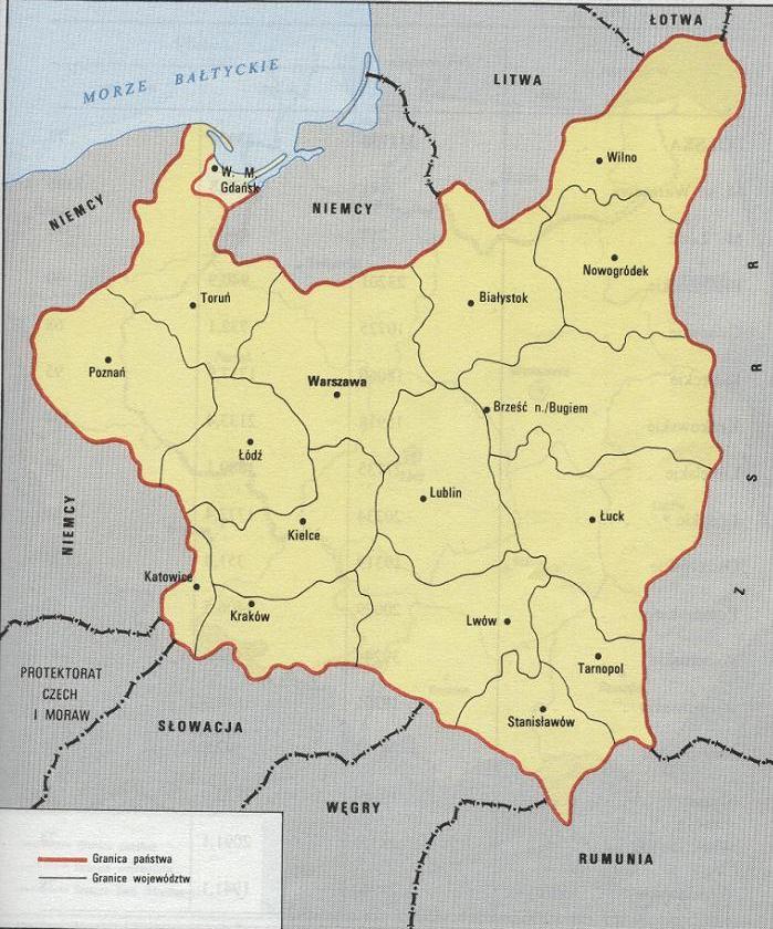 Mapa do zadań 15 i 16. Zadanie 15. (0 3) Na podstawie mapy i własnej wiedzy oceń prawdziwość poniższych zdań. Zaznacz P, jeśli zdanie jest prawdziwe, albo F- jeśli jest fałszywe. 15.1. Kształt państwa polskiego widoczny na mapie ustanowił prezydent Stanów Zjednoczonych podczas I wojny światowej.