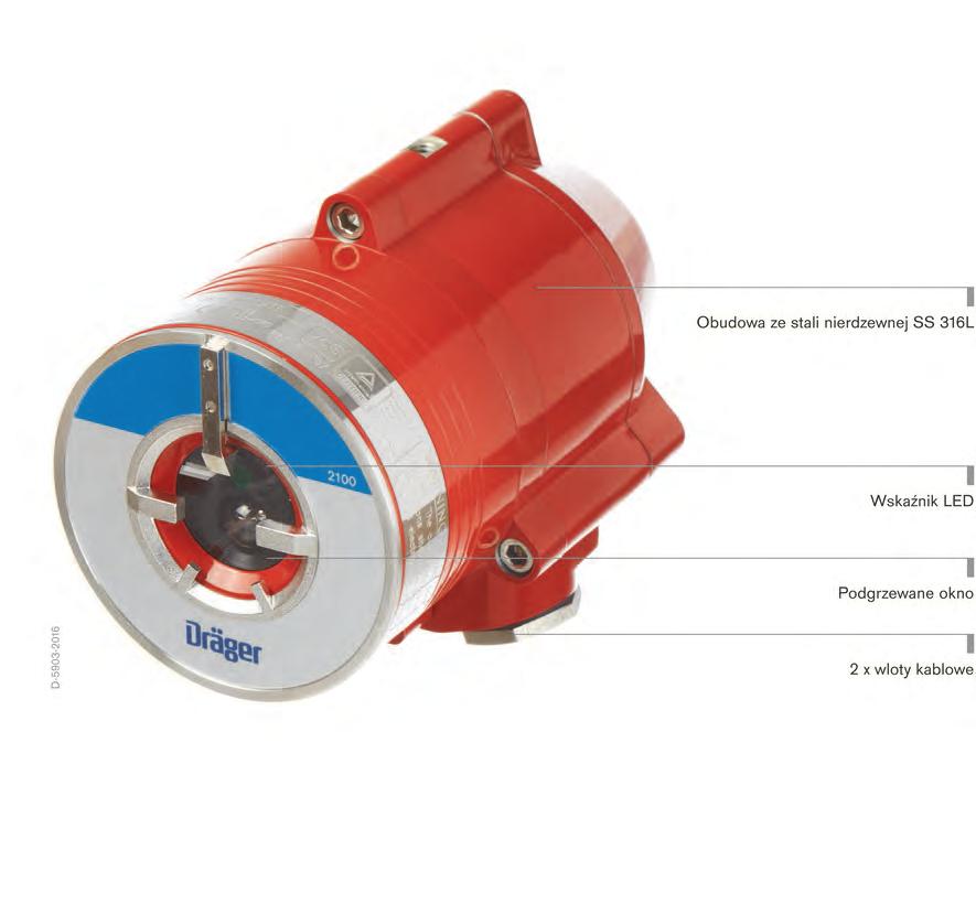 Dräger Flame 2100 (UV) Detektory płomienia Krótki czas reakcji i wysoka odporność na fałszywe alarmy to cechy