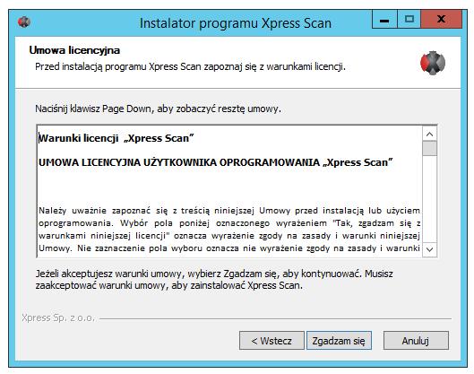 Wybór instalacji dla użytkownika (standardowo dla