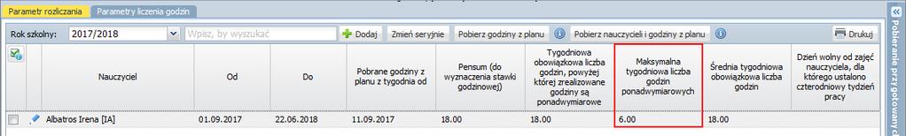 Jeśli nauczyciel ma ustalony czterodniowy tydzień pracy, to w polu Dzień wolny od zajęć ustaw odpowiedni dzień tygodnia. 4. Kliknij przycisk Zapisz. Nauczyciel pojawi się na liście.