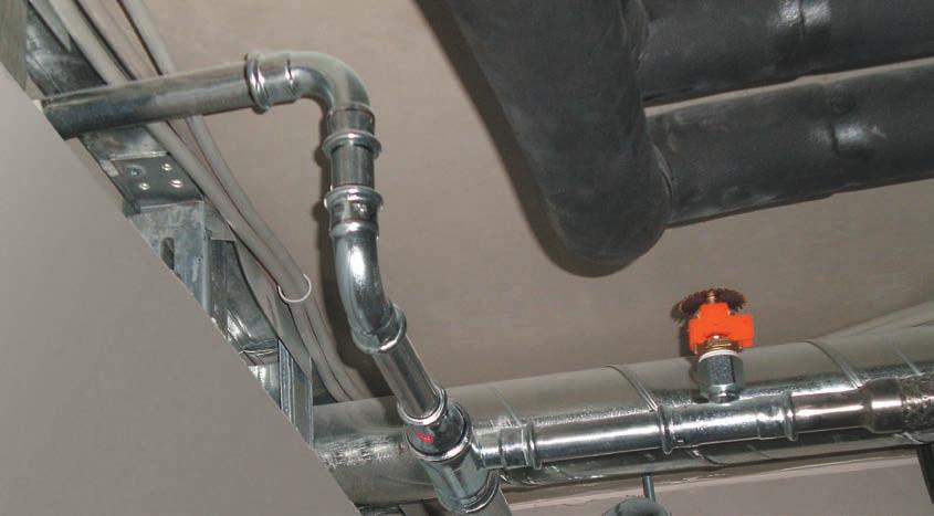 System KAN therm Sprinkler zawiera również w swojej ofercie elementy z gwintem wewnętrznym i zewnętrznym, które są wykorzystywane do łączenia elementów gwintowanych poza systemowych (nie wchodzących