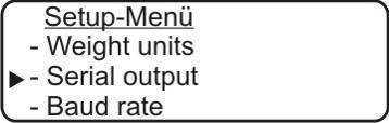 11.2 Interfejs RS 232 W trybie ważenia nacisnąć i przytrzymać wciśnięty przycisk MENU, aż do wyciszenia sygnału akustycznego. Zostanie wyświetlone menu ustawień (Setup).