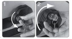 Awaryjne zwolnienie ręczne Mechanizm awaryjnego zwolnienia ręcznego umożliwia ręczne poruszenie bramy.