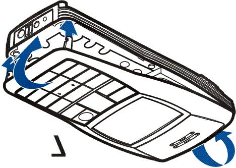 4. Dopasuj górn± czê æ przedniej obudowy do górnej krawêdzi telefonu i doci nij obudowê, eby zablokowaæ j± we w³a ciwym po³o eniu (7). 5. Do telefonu w³ó bateriê i za³ó jego tyln± obudowê.