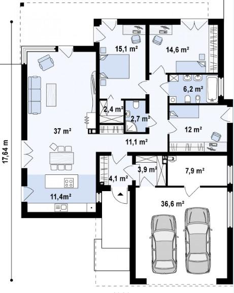 PARTER: 165,0 m 2 Sień 4,2 m² Hol Pokój Łazienka Pom.