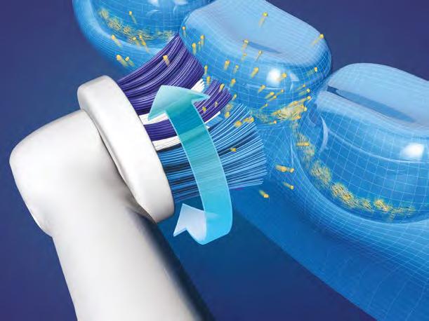 Ruch końcówki Ruch końcówki szczoteczki elektrycznej Oral-B został opracowany nie tylko z myślą o na - ruszaniu biofilmu bakteryjnego płytki nazębnej, ale również z założeniem, że płytka nazębna musi