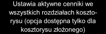 Zakładka Cenniki Wczytuje domyślne poziomy cenowe ustawione w