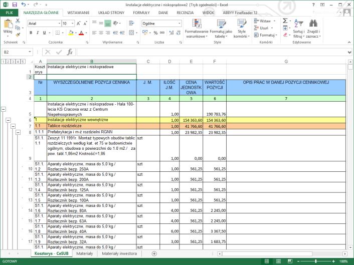 Excel:  Excel TP, otwarty w programie