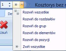 Okno widoku kosztorysu Pasek narzędzi Szybki dostęp Otwiera istniejące