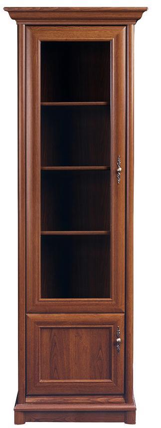 Głębokość: 43 cm Kolor: kasztan Witryna wykonana z: Korpus: płyta wiórowa, folia finish, listwy MDF; Fronty: szkło hartowane, płyta wiórowa, listwy MDF; Akcesoria: uchwyty, zawiasy.