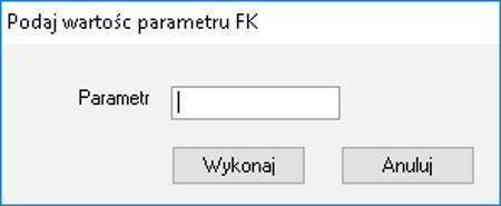 'Wyszukaj wg parametru FK (BLOT)', Po wybraniu tego raportu powinno pokaza si okno,