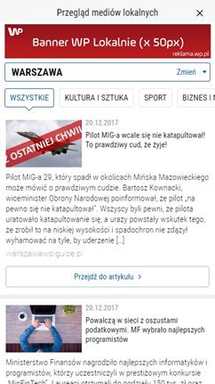 Mobile Native Ad WP Lokalnie nad listingiem artykułów na warstwie Rozmiar grafiki: