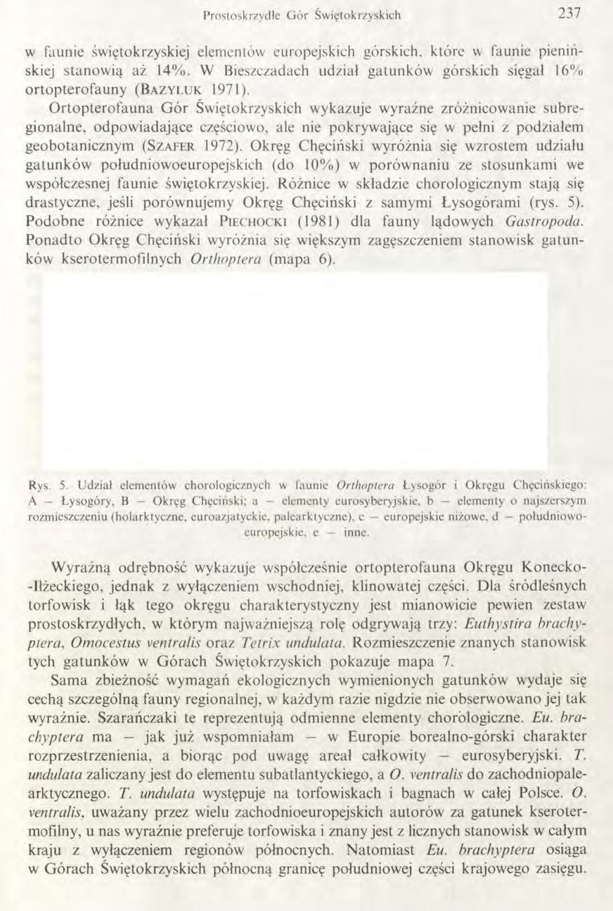 Prostoskrzydłe G ór Świętokrzyskich 2 3 7 w faunie świętokrzyskiej elementów europejskich górskich, które w faunie pienińskiej stanowią aż 14%.