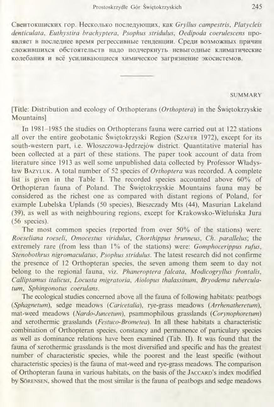 Prostoskrzydłe G ór Świętokrzyskich 2 4 5 CBeHTOKuiHCKHX rop.