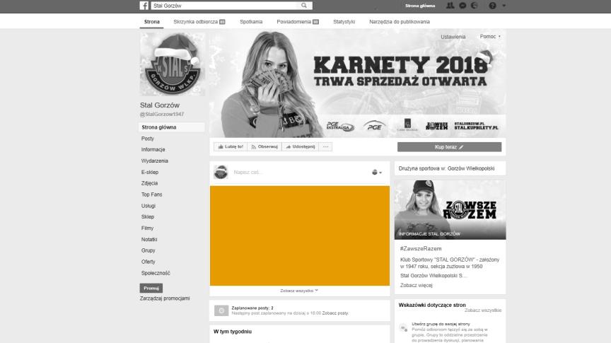 REKLAMA NA FACEBOOKU Możliwość umieszczenia informacji o Sponsorze danego zawodnika na oficjalnym profilu Stali Gorzów, WIADOMOŚĆ NA OFICJALNEJ STRONIE WWW Możliwość umieszczenia wiadomości o