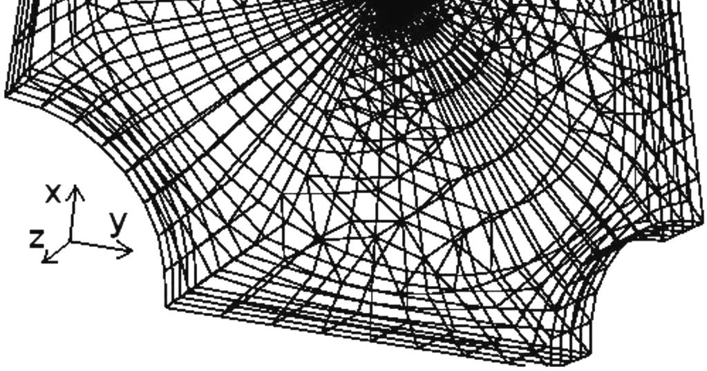 Przykładowe wyniki oblicze numerycznych wykonane programem FRANC3D i BES przy rozci ganiu- ciskaniu dla modelu próbki z centralnym otworem i stali 18G2A przedstawiono na rys.