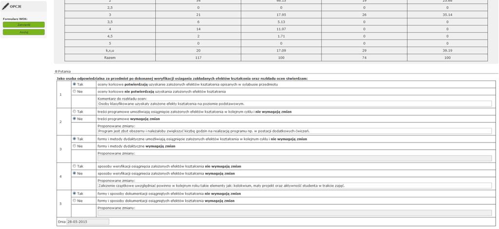 Po lewej stronie wyświetlane są trzy przyciski do wyboru: [wydruk] wydruk zapisanego formularza w formacie pdf, [usuo]