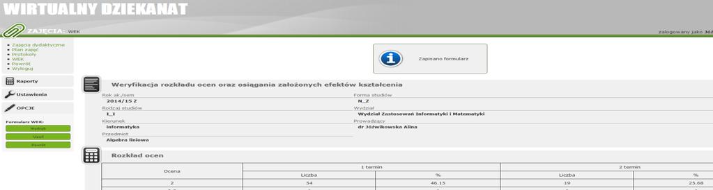 10. Po kliknięciu przycisku *powrót+ wracamy do opcji generowania formularzy z protokołów. Wygenerowanym formularzom zostają przypisane kolejne numery i nazwy (unikalne w systemie).