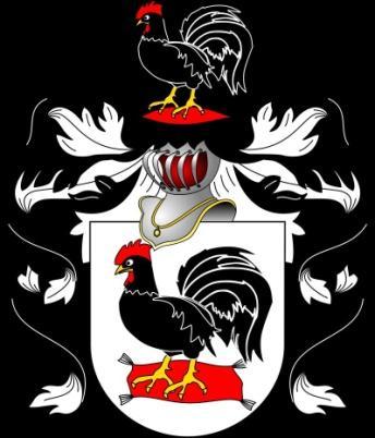 Die adlige polnische Familie Rypp. Rypp. In Silber auf einem roten viereckigen Kissen mit vier goldenen Quasten ein schwarzer Hahn. Die adlige polnische Familie Rys. Rys, Wappen.