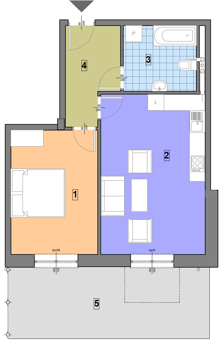 Numer mieszkania 1 typ 1-B Piętro Klatka schodowa Ilość pokoi 1 I 2 Mieszkanie dwupokojowe z balkonem.