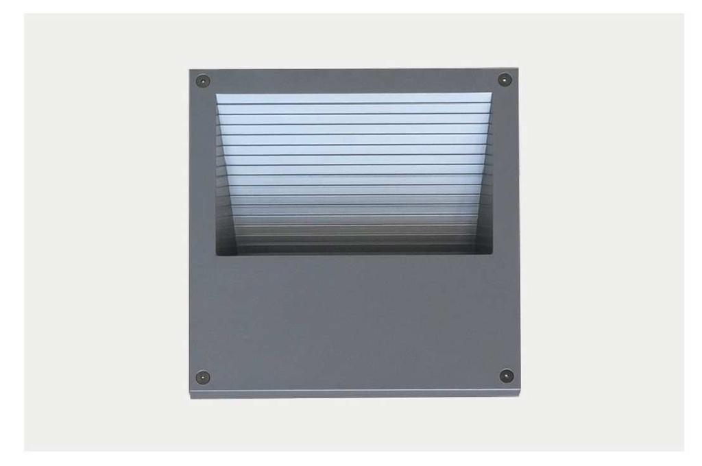 E. Legenda oświetlenia Lp. Typ Opis Źródło światła/widok oprawy 1. Oprawa ścienna do wbudowania. LED, 230V/50W/3000K/50000h, 1714lm, ES Obudowa: aluminiowa, wandaloodporna, IP65, IK 09.