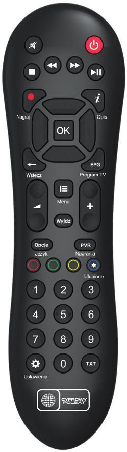 TABELA FUNKCJI PRZYCISKÓW PILOTA PVR2 PRZYCISK OPIS DOSTĘPNYCH FUNKCJI Przycisk włącza dekoder na ostatnio oglądanym kanale lub na kanale, który jest nagrywany.