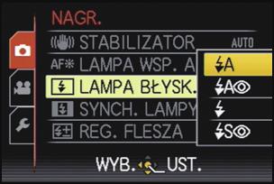 Tryb [NAGR.]: Czynności zaawansowane (robienie zdjęć) Robienie zdjęć z wbudowaną lampą błyskową A Aby otworzyć lampę błyskową Naciśnij przełącznik otwarcia lampy błyskowej.