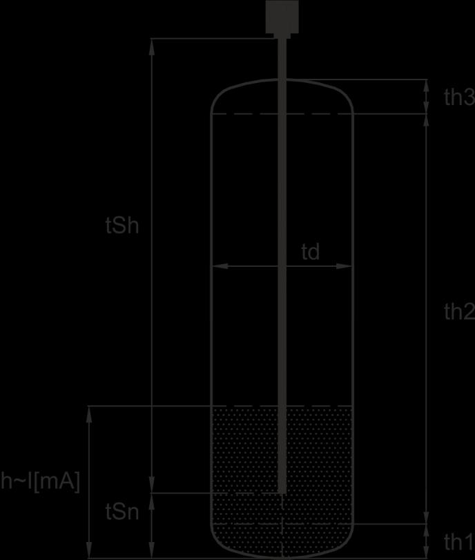 t Sn, t Sh - parametry definiujące długość oraz położenie sondy odmierzającej poziom cieczy, gazów lub materiałów sypkich w zbiorniku (Rys. 12.1, 12.2).