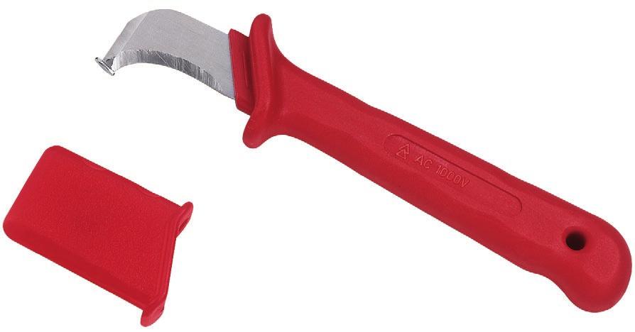 4 NOŻE Uniwersalny nóż z ruchomą osłoną izolowany do 1000V z wymiennym ostrzem standardowym (grubość 0,65mm) wykonany z materiału odpornego na wstrząsy Nóż