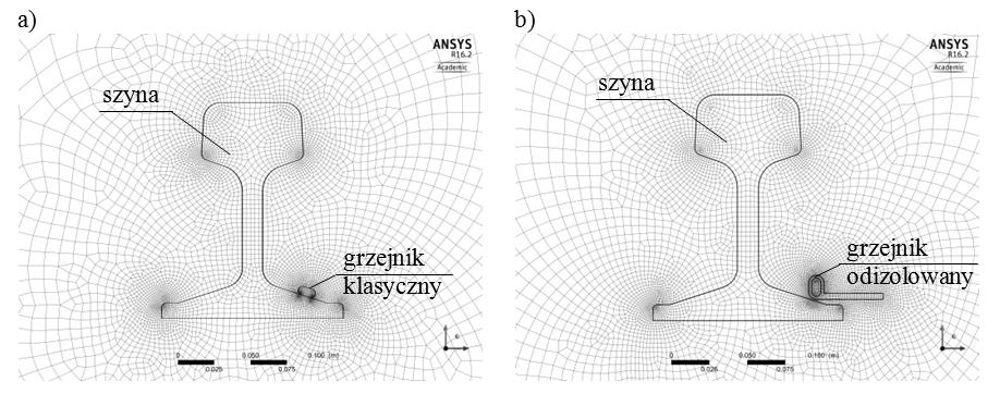 302 Mateusz Flis czej wyników symulacji w geometrii 2D i 3D. Proces nagrzewania analizowano metodą symulacji komputerowej w programie ANSYS 2015. 2. MODELE OBIEKTU Proces ogrzewania rozjazdów kolejowych analizowano w układzie 2D oraz w układzie 3D.
