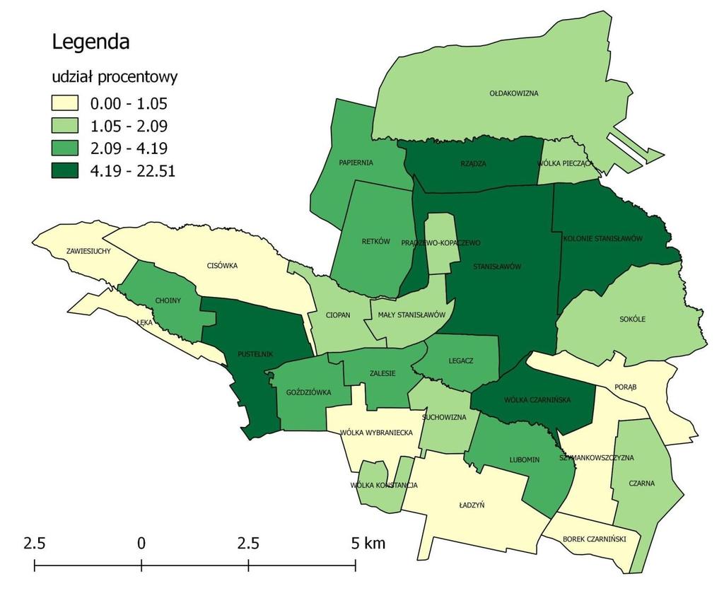 Liczba bezrobotnych osób z terenu gminy wynosiła w 2013 roku 278 osób i zmniejszyła się do 191 w 2015 roku.