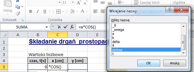 27. Do komórki J24 wpisz natomiast: Rysunek 32. Formuła w komórce J24 28. W komórce C5 arkusza obliczenia wyliczymy wartości parametru x[cm].