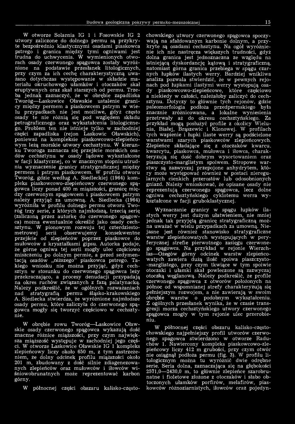 Budowa geologiczna pokrywy permsko-mezozoicznej 15 W otworze Solarnia IG 1 i Fosowskie IG 2 utwory zaliczone do dolnego permu są przykryte bezpośrednio klastycznymi osadami piaskowca pstrego i