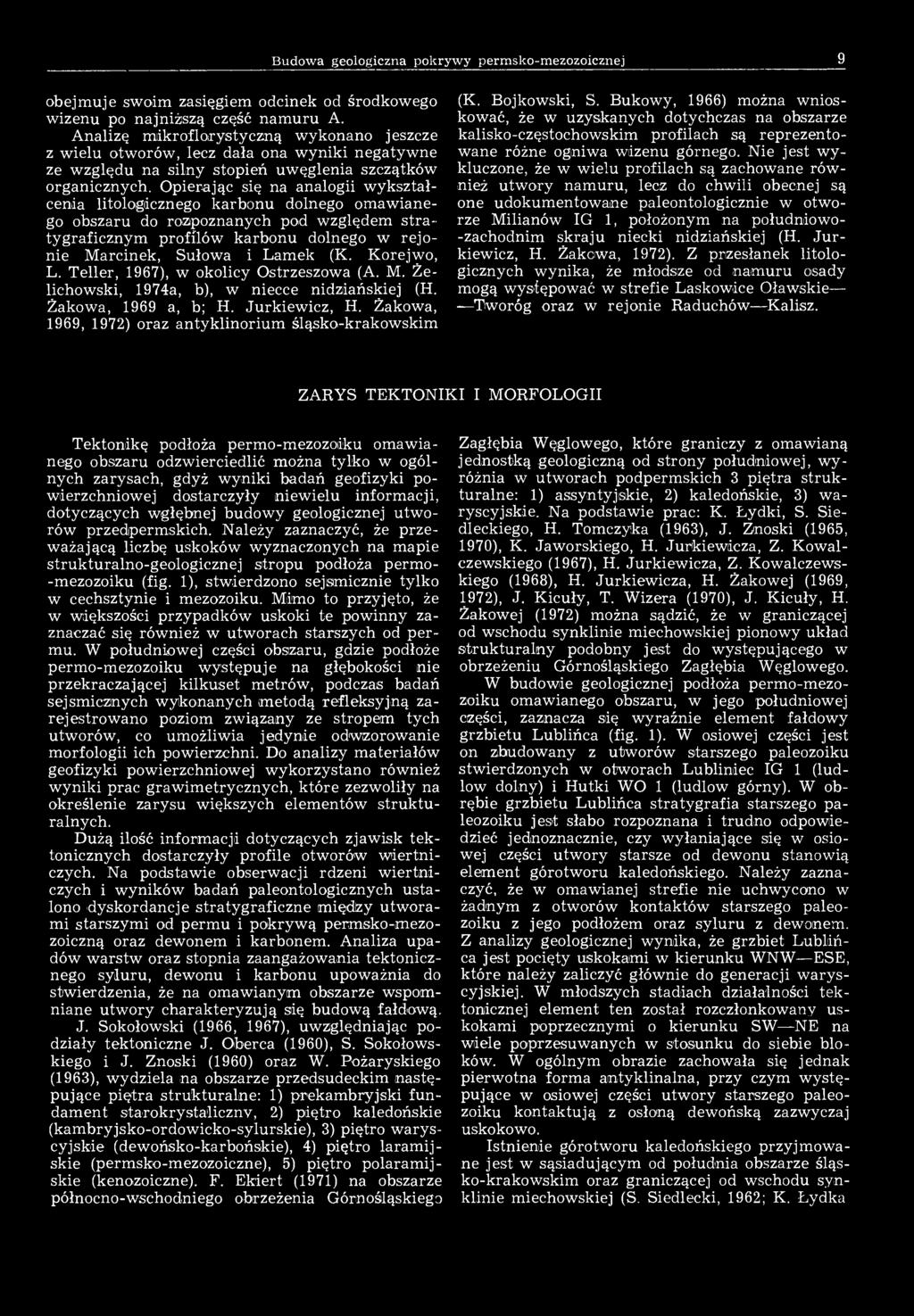 Budowa geologiczna pokrywy permsko-mezozoicznej 9 obejmuje swoim zasiągiem odcinek od środkowego wizenu po najniższą część namuru A.