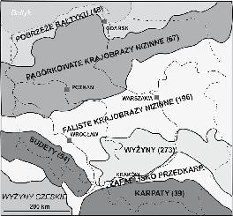 Wyniki Blisko 30% obiektów znajdujących się w CRGP stanowią obiekty geomorfologiczne. Najwięcej z nich położonych jest w obrębie pasa wyżyn (40% obiektów) oraz na nizinach (28%).