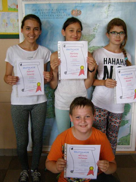 8 czerwca 2016 r. 17uczniów klas VI, 31 uczniów klas V oraz 16 uczniów klas IV, wzięło udział w szkolnym konkursie języka angielskiego I like English.