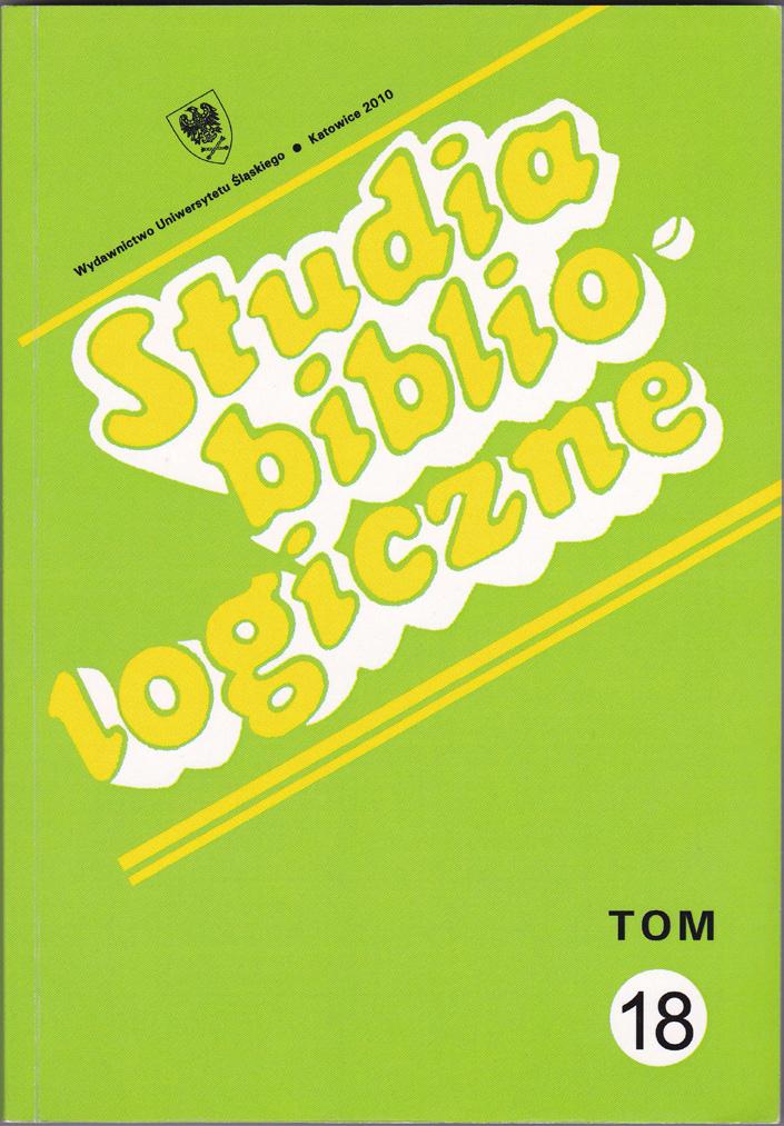 Katowickie Studia Bibliologiczne (1983 2011) próba charakterystyki wydawnictwa 67 Trzydziestoletni okres ukazywania się wydawnictwa zaowocował bogatym materiałem.
