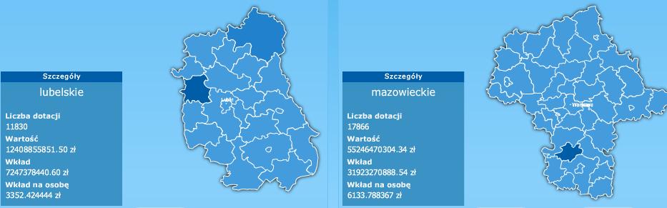 Województwo o najmniejszym wkładzie na osobę