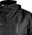 adjusted with velcro, drawstring in waist, reflective band on arms.