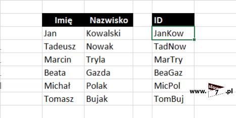 litery nazwiska.