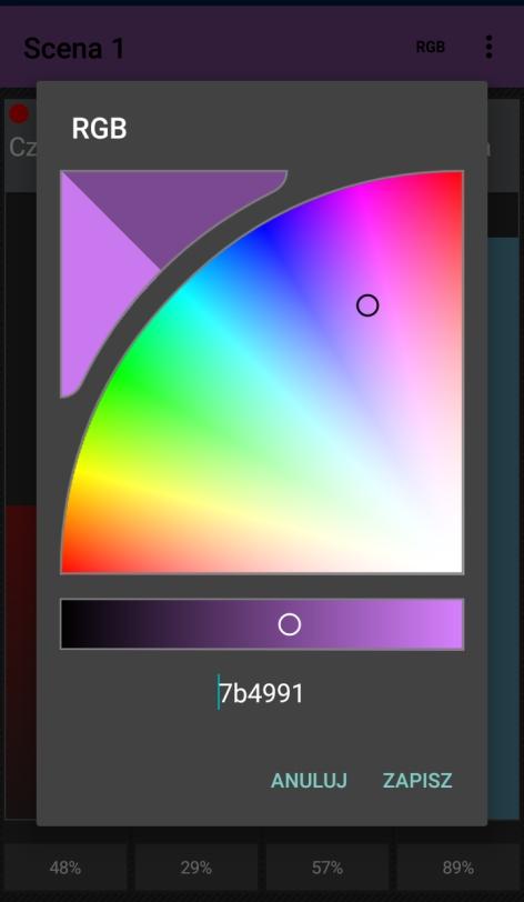 Po wybraniu opcji [RGB] aplikacja otwiera okno widżetu wyboru koloru.